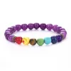 Fili di perline Yoga Sette Chakra 8mm Perline Imitazione Ametista Occhio di tigre Lapislazzuli Corda elastica Bracciale da donna Gioielli fai da te Regalo Kent22