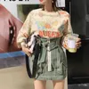 Casual Denim Skirt For Women High Waist Hit Color Patchwork Pocket Mini A Line Skirts Female Fashion Clothing 210521