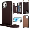 Luxury Top Leather L Matel Designer Telefonfodral för iPhone 14Plus 13 Pro Max 12 Mini 11 XR 8 7 Plus modekort Slot Multifunktionellt stativ Holder Pocket Case Back Cover Cover