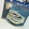 Новое прибытие моды Mens Jeans Print Light Jean Shorts Мужчины Ulzzang Lummer Pattern Длина молния на молнии.