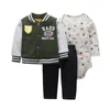 Kleding Sets 3 stks Unisex Baby Boy Clothes Bodysuits + Jas + Pant Volledige Mouw Katoenen Hooded Girl Winter Rits