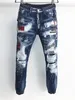 Jeans Hot Men Hole Azzurro Grigio scuro Italia Brand Streetwear Pantaloni lunghi Pantaloni Streetwear Denim Skinny Slim Straight Biker Jean per donna D2 Cerniera Dsq di alta qualità