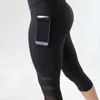 Summer MeSh Patchwork Fitness Leggings Design De Bolso Treino Balf-comprimento Yoga Calças Esporte Gym Pantalones Deportiva Mujer 210514