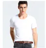 夏の新しい男性のTシャツ半袖男性VネックベーススリムフィットトップスパイツのためのTシャツ
