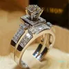 Eheringe Luxus Männlich Weiblich Kristall Stein Ring Vintage 925 Silber Set Versprechen Verlobung Für Männer Und Frauen