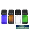 5 ml lege glazen flessen mini-essentiële olie-injectieflacons binnenstekker. DIY-vloeibare verpakking met zwarte beveiligingskappen