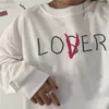 Loser Inverno Casual Letras Divertido Ins Filme Dark Solto Solto Manga Longa Harajuku Vintage Tamanho Grande S-2XL Mulheres Branco Sueter 210608