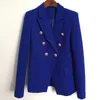 Céu azul blazer mulheres 2021 novo casaco feminino casaco de moda fivela de metal duplo breasted ouro botões terno bebê azul blazers x0721