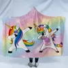 Unicorn Deken Kinderen Volwassen GGA2200 Warm Sherpa Hooded Wrap Winter Cartoon Dekens Fleece Unicorns Handdoek Buiten Travel Cloak Ho AGGS 731 R2