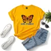 100% Cotton Summer Women T-shirt Casual Loose Short Sleeve Fashion Butterfly Printed Female Tees W694 210526