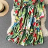 Kobiety Moda Drukuj Elegancka Wiosna Z Długim Rękawem Vintage Dresy Line Odzież Odzież Harajuku Vestidos R895 210527