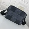 Modieuze Mannen Tassen Cross Body Portemonnee Waterdicht Lederen Schouder Diagonale Tassen Zwarte Bloem Zilveren Passende Jongens Drie Item Messenger Bag