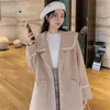 Kadın Yün Karışımları Kış Kadın Ceketler Gevşek Büyük Boy Kadın Mont Sıcak Yastıklı Cepler Zarif Bayan Paltolar Kadın Giysileri