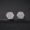 Personality Body Arts decorations Hexagonal microinlaid zircon ear stud earrings Fashion simple hip hop earring