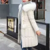 Jocoo Jolee Women Korean Slim Long Coat Sweet Winter Fur Hooded Cotton Padded Jacket Plus Size 5XL Outwear Casual Overcoat 210518