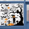 Festive Party Fournitures Halloween Haunte House Sorit Jumpkin Lanterne Lanterne Ghost Bat Autocollants statiques Double face Stickers Adhésif Sticker Verre Peinture