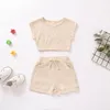 6M-3Y été enfant en bas âge bébé né bébé filles vêtements ensemble tricoté gilet hauts Shorts tenues vêtements Costumes 210515