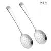 Spoons 2PCS Stainless Steel Slotted Spoon Oil Skimmer Kitchen Cooking Service 16-Hole Strainer