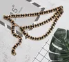 110 Pu Leather Black Metal Chain Split Joint Cintura lunga Personalità Donna Nuova moda Tide All-ma