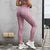 Seamlwomen Yoga Set Workout Sportswear Gym Roupas Fitncrop Top Alto Cintura Leggings Sports Sports Leopard Set 2021 x0629