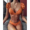 Colysmo Point Dot Swimsuit Sweet Peact Willes Купальный костюм Женщины Hight Талися Бикинис Муйер Push Up Magned Tankini Orange 210527