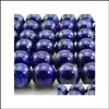 Bead Caps Jewelry Findings & Components Natural Stone Lapis Lazi Round Loose Beads Strand 4 6 8 10 12 14Mm Pick Size For Making No.Sab12 1Yq