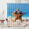 Cortinas de ducha paisaje de playa juego de cortinas sol estrella de mar botella de los deseos flor hogar baño bañera decoración poliéster