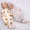 Mantas Swaddling Baby Vintage Print Niños 3 piezas Traje recién nacido Swaddle Wrap Turbante Sombreros Donut Hat Diadema Estampado floral Conjuntos de mantas