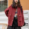 Women's Jackets Basic Women Zip-up Arrival Tooling Outwear Teens Hong Kong Style Button Retro Solid All-match Long Sleeve Coat Mujer