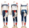 Conjunto de duas peças Setsuits Outono Nova Europeia e Americana Moda Feminina Moda Slim Fit Impressão de Lazer Sportswear
