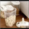 Storage Housekeeping Organization Home Gardenstorage Box Top Selling Plastic Cereal Dispenser Kitchen Grain Rice Container Nice 2 Models Whit