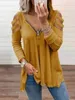 Womens T shirt Blouse Long Sleeve Loose Cotton Blend Women Hollow Out Cold Shoulder T-shirt Top for Spring