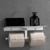 Porte-papier hygiénique Support noir Rouleau de cuisine Salle de bains WC Étagère pour téléphone Accessoires pour serviettes