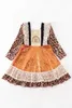 Girlymax automne hiver fille Halloween manches longues arc-en-ciel imprimé orange paillettes robe en dentelle Q0716