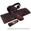 4 pçs / set k59 teclado USB com fio iluminado jogos mouse pad de luz de fundo do fone de luz do fone de luz do pad