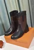 Designer Luxury DROPS DOWNTOWN rain Boot Fashion Woman Heel Bootie Line Ranger Black Boots With Original box