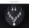 Fashion Bridal Wedding Jewelry Set Water-Drop Crystal Necklace Earrings Sets For Girls Women Prom Party Jewellery Accessories
