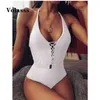 Sexy Badeanzug Push Up Bademode Bandage Gürtelschnalle Integrierter Bodysuit Rückenfreier Badeanzug Hohe Taille Monokini 210611