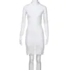 Vintage hollow out spets klänning kvinnor elegant ärmlös vit sommar chic party sexig vestido de festa 2022 avslappnade klänningar