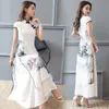 Robe de soirée d'été Cheongsam Qipao pour femmes, tenue orientale chinoise améliorée, imprimée à l'encre, vêtements ethniques de mariage traditionnels