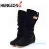 Autumn Winter Boots Women Female Round Toe Mid Calf Princess Sweet Boot Stylish Flat Flock Shoes Snow Boots Thigh High Boots U5qG#