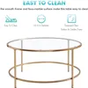 US stock Round Coffee Table Gold Modren Accent Table Tempered Glass Side Table for Home Living Room Mirrored Top/Gold Frame a54 a31