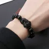 Unisex män armband lyckliga Buddha obsidian sten pärlarmband kinesiska fengshui pi xiu färg byte armband rikedom armband x02428