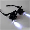 Loupes, loupes Bijoux Outils Équipement 1X Type de lunettes Loupe 10X 15X 20X 25X Loupe de réparation de montre oculaire avec 2 lumières LED L