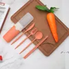 Wheat Straw Portable Tableware Dinnerware Sets Knife Fork Spoon Chopsticks Set Storage Box Four-Piece Student Gift RRA12158