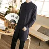 IEFB estilo chinês algodão cânhamo tamanho longo camisa longa camisa casual casual colarinho manga longa tang terno tops 9y6032 210524