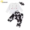 0-18M Herbst Säugling Kleinkind geboren Baby Mädchen Kleidung Set Niedlichen Hasen Tops Hosen Stirnband Outfits Ostern Kleidung 210515