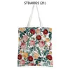 Sacs de rangement Black Flower Print Femme Shopping Toile Sac Fourre-tout Casual Grande capacité Femmes Voyage Épaule Eco Réutilisable Sac à main