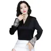 Korean Silk Women Shirts Satin Blouse Shirt Plus Size Elegant Woman Long Sleeve Embroidery Blouses s Tops and 210531