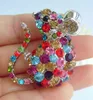 Lovely Mouse Rat Animal Brooch Pin Multicolor Austrian Crystal Pendant EE03276C2